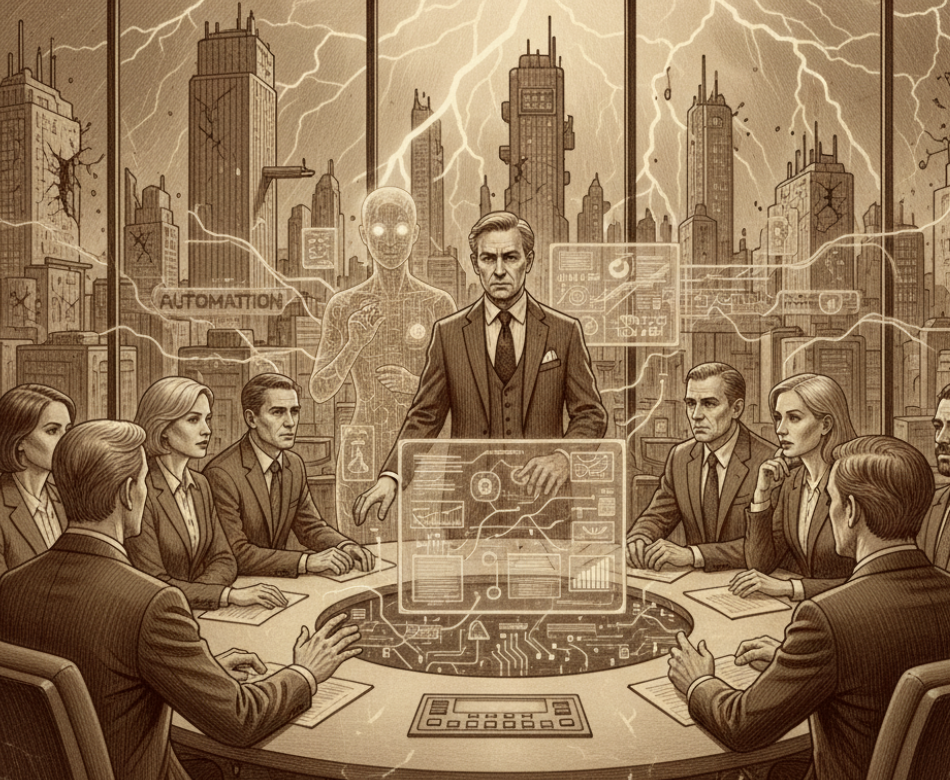 Illustration of AI quietly influencing business decisions and strategy